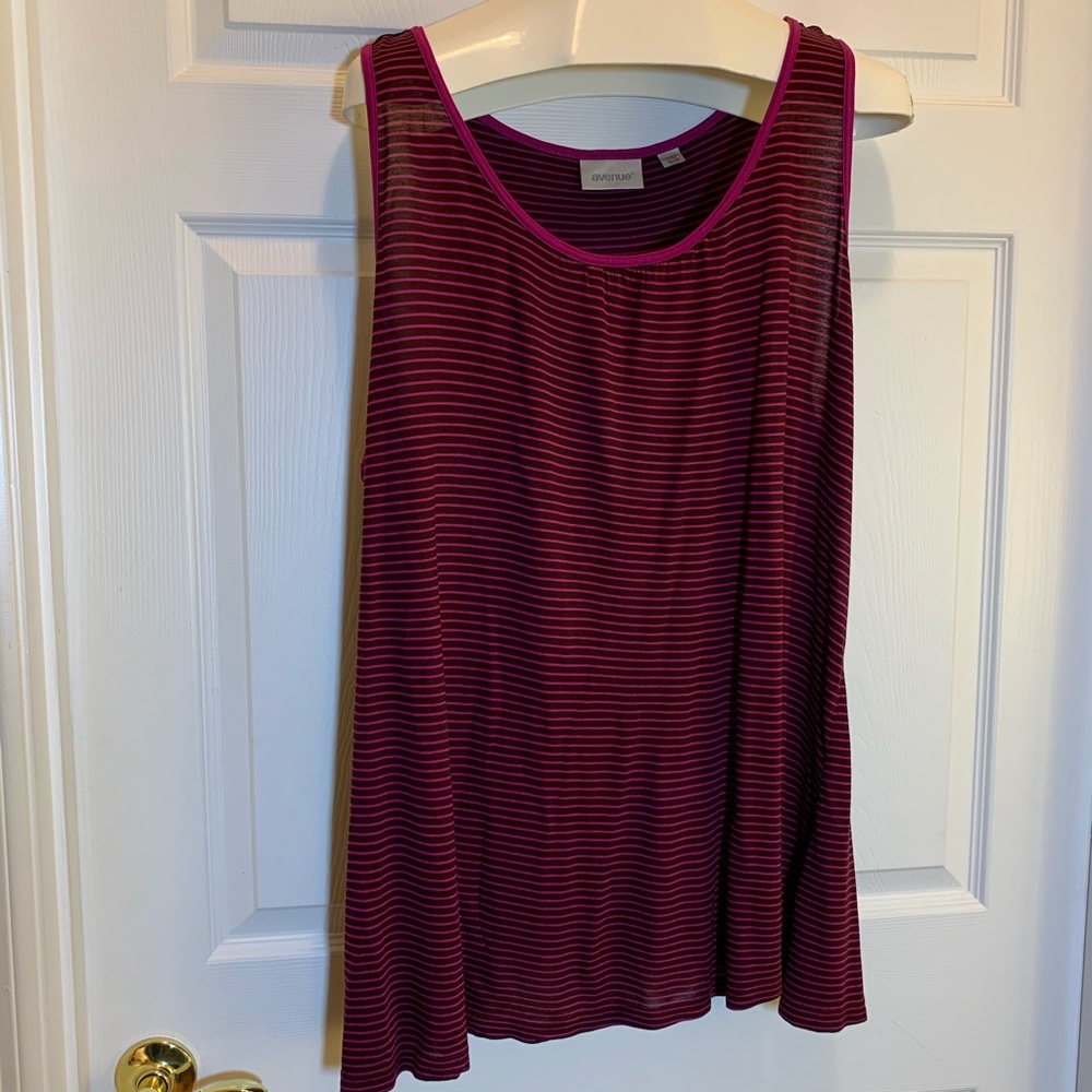 Avenue Stripped Black & Pink Tank Top Size 26/28